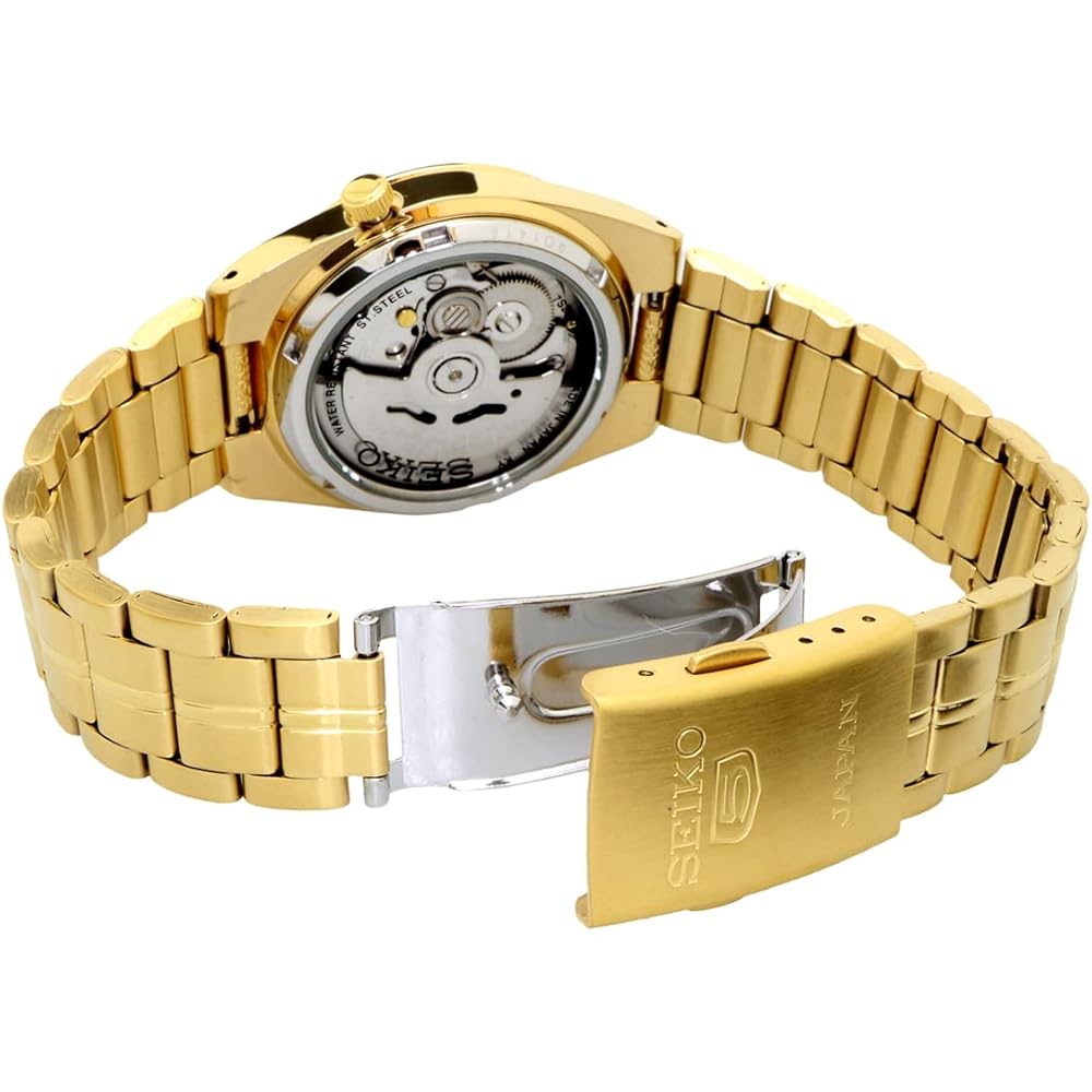 Seiko 5 Automatic Men's Watch Gold Luminous Dial Made in Japan SNK578J1
