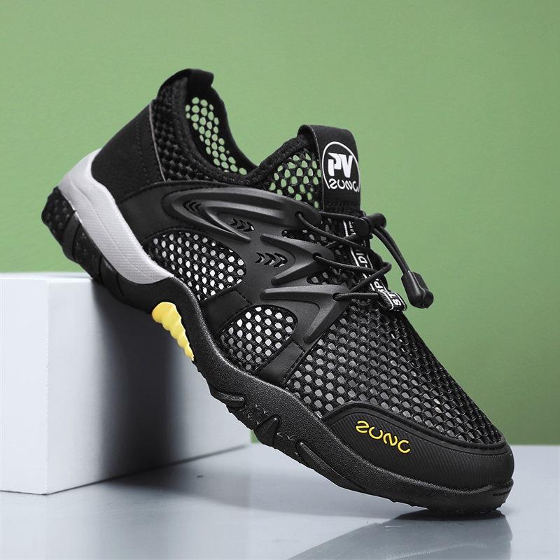 Summer quick-drying creek shoes men's outdoor wading shoes large mesh hollow shoes men's mesh sports trendy shoes