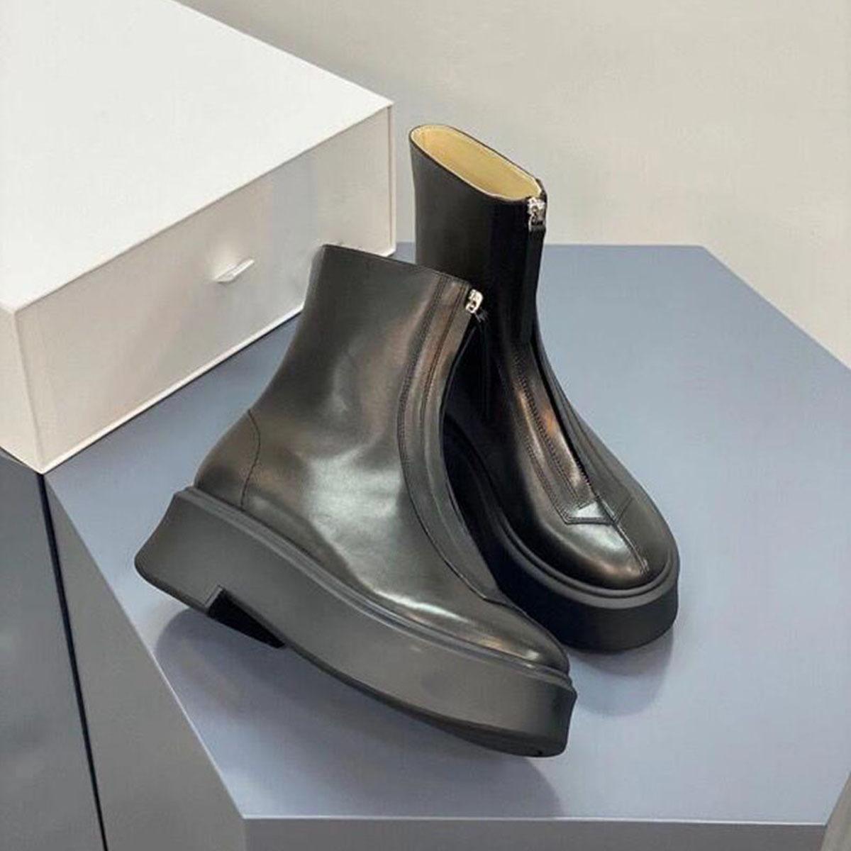 

Ботинки Martin на толстой подошве, маленькие, увеличивающие рост, с круглым носком, с молнией спереди, модные женские ботинки 40 чёрный