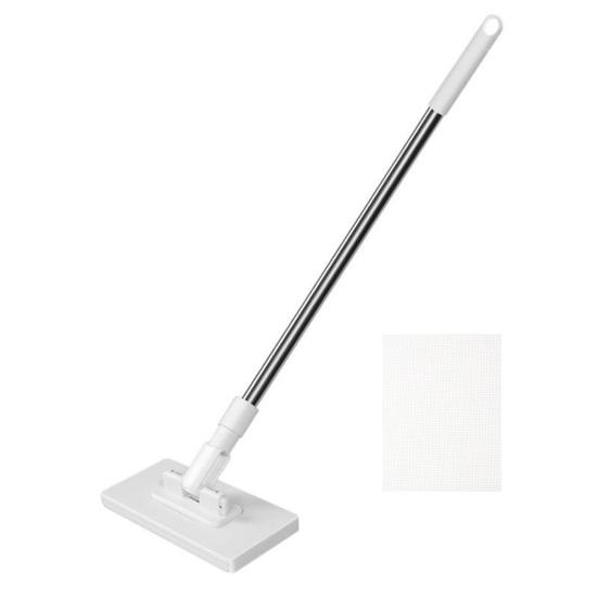 Snap Grip Mini Mop Zero Touch Cloth Change Lazy Mop Long Handle Flat Mop Locking Head with Sweeping Cloth for Wet And Dry Use Home Bathroom Cleaning