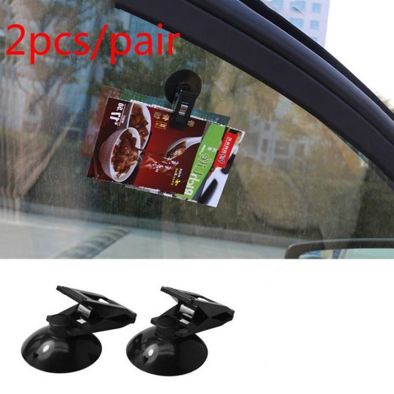 2pcs/Pair Car Interior Window Mount Black Suction Cap Clip Plastic Sucker Removable Holder for Sunsh