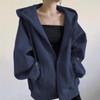 Women's Retro American-Style Hooded Cotton Cardigan with Plus Velvet for Autumn/Winter 2025