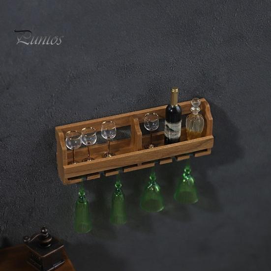 1:12 Dollhouse Miniature Wine Bottles Shelf Fruit Box Set Wall Mounted Display Durable Natural Material Smooth Finish Perfect Collectible Gift for