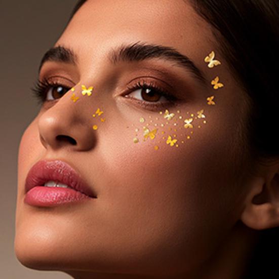 Temporary Tattoos Stickers, The Corner of The Eye Tattoos with Heart Star Pattern, Temporary Body Art Stickers for Adults Kids Party Use