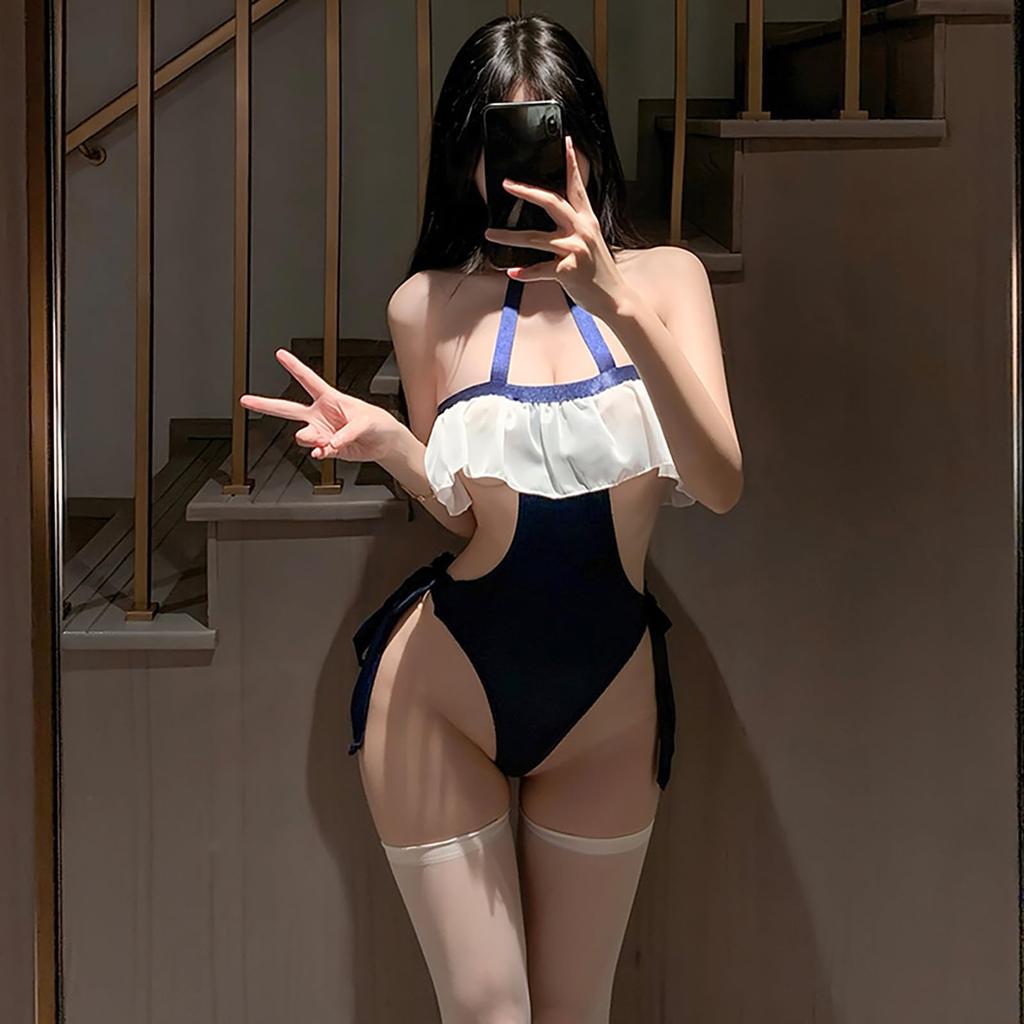 Sexy Lingerie Leotard School Swimsuit Competitive Swimsuit Cosplay Sexy Erotic Extreme Perverted SM Temptation Interlocking Sexy Babydoll Open Crotch