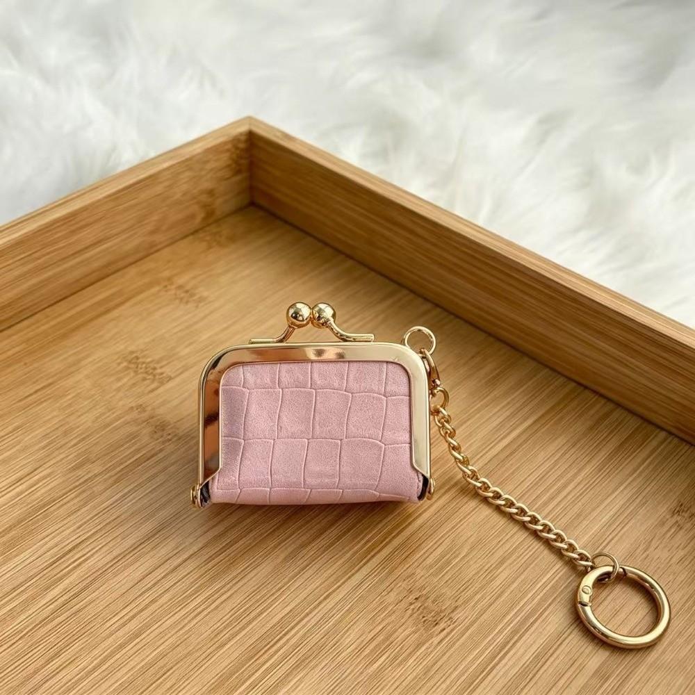 Portable Kiss Lock Coin Purse PU Leather Keychain Change Wallet Valentine's Day