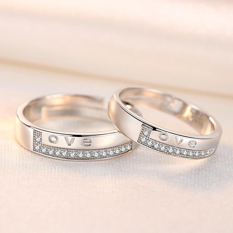 2pcs Couple 925 Sterling Silver Rings Sparkly Zircon for Women and Men Superior Luxury Wedding Jewelry Anniversary Gift