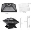 Fire Bowl 45 X 45 X 34cm Made of Stainless Steel Fire Pit with Spark Guard Poker Fire Bowls Fire Basket for Garden, Balcony, BBQ Camping Black
