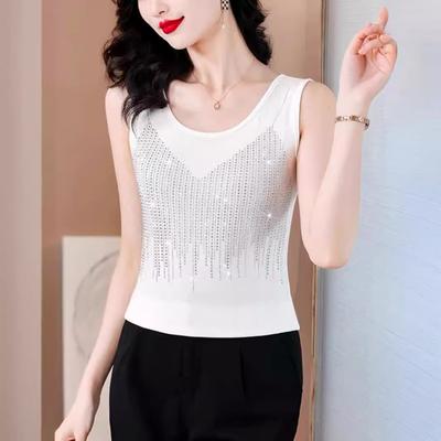 Black Hot Diamond Vest, Small Suspenders, Women's Versatile Outer Wear, Inner Backing Shirt, Summer New Sleeveless Top