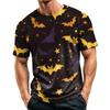 Men's Casual Halloween Print Short Sleeve T-Shirt Lightweight Breathable Round Neck Top for Everyday Wear and Seasonal Events
