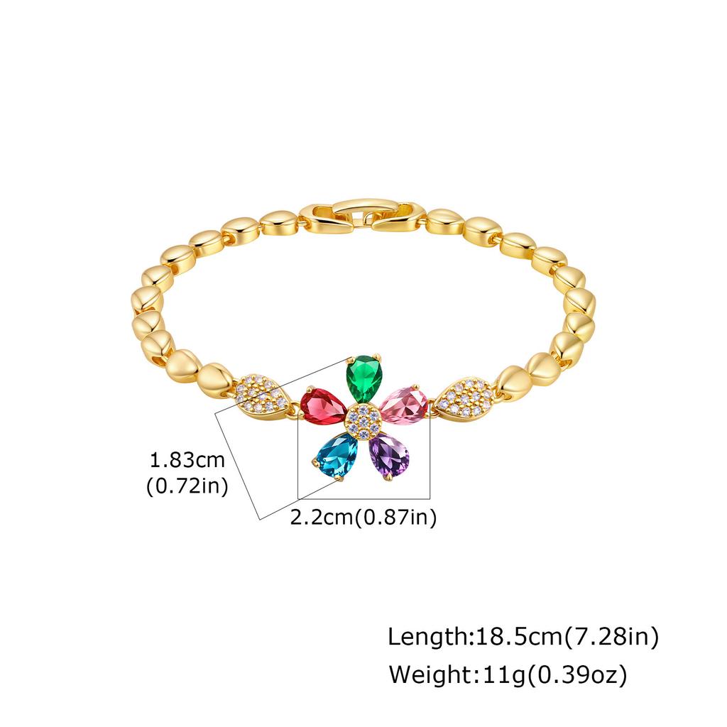 Elegant Luxury Flower Copper Bracelet Women'S Color Zircon Multi-Style Jewelry Accessories Bracelet Fashion Pbr-266