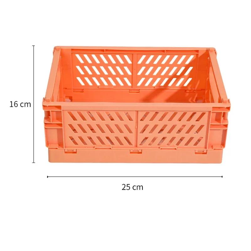 1pc Organizing Storage Baskets Case Folding Student Desktop Basket Tape Stationery Plastic Foldable Container Storage Box