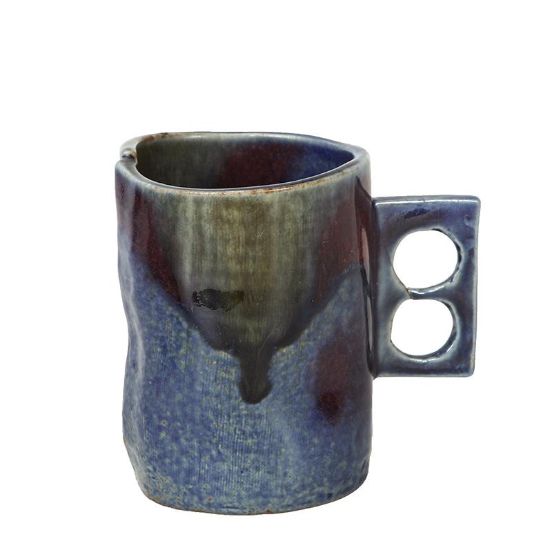 Premium Elegant Vintage Handmade Stoneware Reactive Glaze Irregular Coffee Mug for Home Homestay Office Desk Tabletop Art Decors