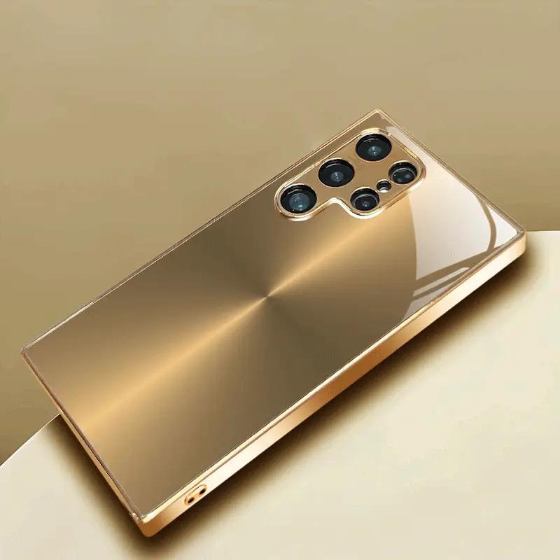 Gold Textured Electroplated Glass Phone Case Suitable for Samsung Galaxy S26 S25 S24 S23 S22 S20 FE/Ultra/Plus Anti Drop