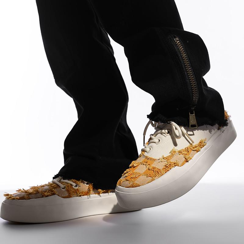 Fashion Men's and Women's Fashion Trendy Canvas Skateboarding Shoes Comfortable Thick Bottom Casual Vulcanized Ragged Retro Thick Sole