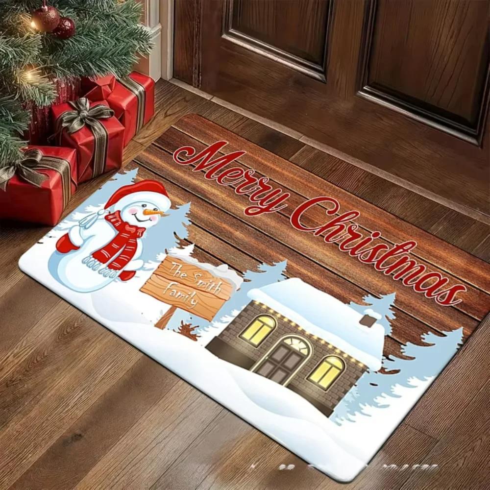 Christmas-Themed Doormat Holiday Atmosphere Entryway Rug Living Room Bedroom Welcome Mat Outdoor Rug Home Decor