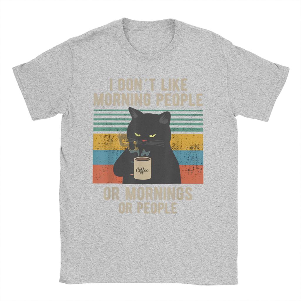 Ich hasse Morgenmenschen und Morgen und Menschen Kaffee Männer Frauen T-Shirt Katzen-Meme Humor T-Shirts T-Shirts 100% Baumwolle Einzigartige Kleidung