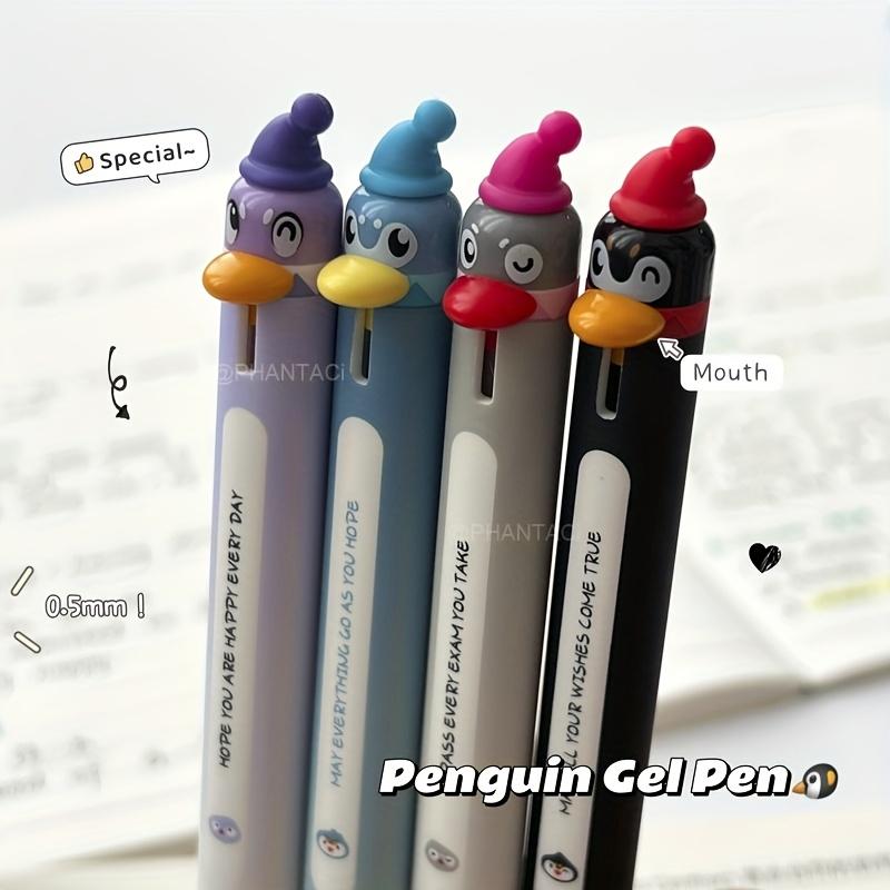 4Pcs Penguin Style Gel Pen 0.5mm Quick Dry Black Pen Creative Animal Style Writing Pen Office Supplies