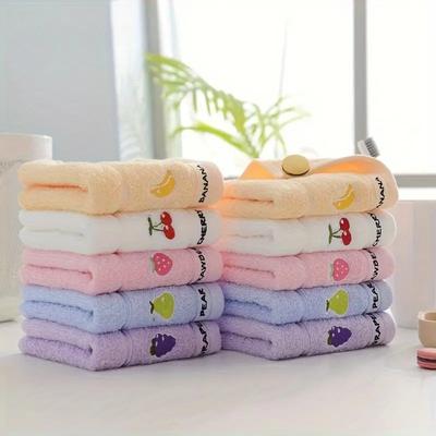 Soft Embroidered Fruit Pattern Towel Jacquard Absorbent Thickened Cotton Kindergarten Baby Face Washing Towel