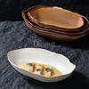 Elegant western style red blue green plate irregular ceramic creative oval salad tray deep dish ellipse fish japanese dish set