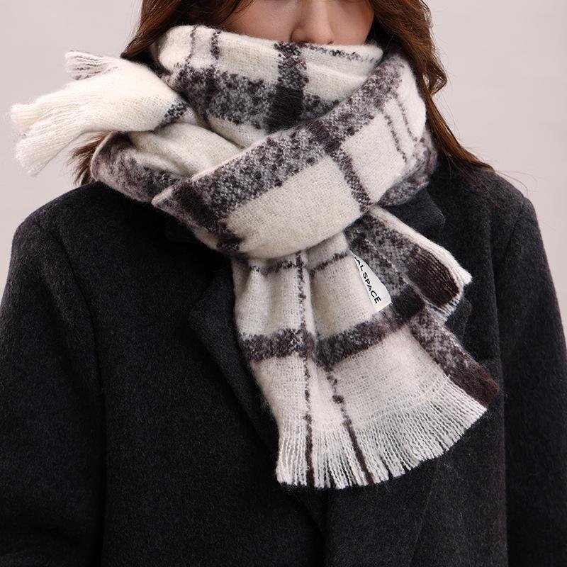 

Новый мужской шарф осень-зима универсальный шерстяной теплый парный клетчатый высококачественный шарф подарок для парня 200*40 бежевый