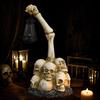 Halloween Skeleton Hand Statue Hexagonal Lamp Horror Garden Ghost Skull Decoration Solar Lantern Skeleton Hand Resin Statue