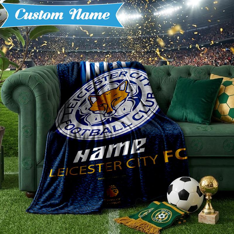 Custom Name Leicester FC Crest Blanket Lightweight Ideal Bedding Blanket Perfect for Travel, Camping, Living Rooms, Sofas, Christmas gift