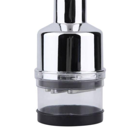 Stainless Steel Manual Garlic Press with Clear Container Multi-Function Vegetable Chopper Mincer for Ginger Onion Easy-Clean Dishwasher Safe Portable