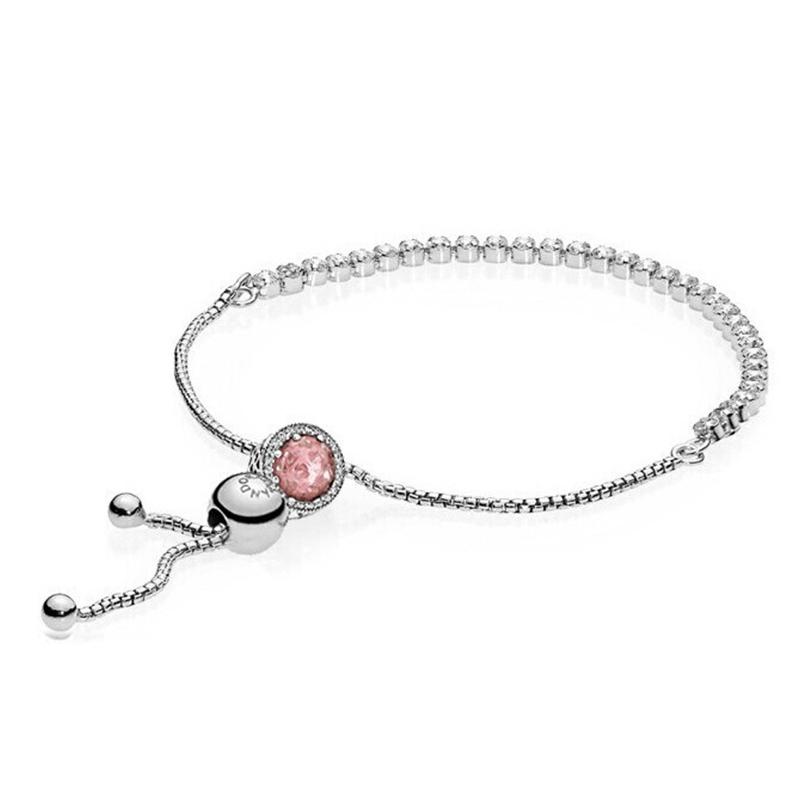Pandora Brilliant Heart Charm 925 Silver Bracelet Women's Glacier Blue/Starry Sky Blue/Cherry Red ZT0134