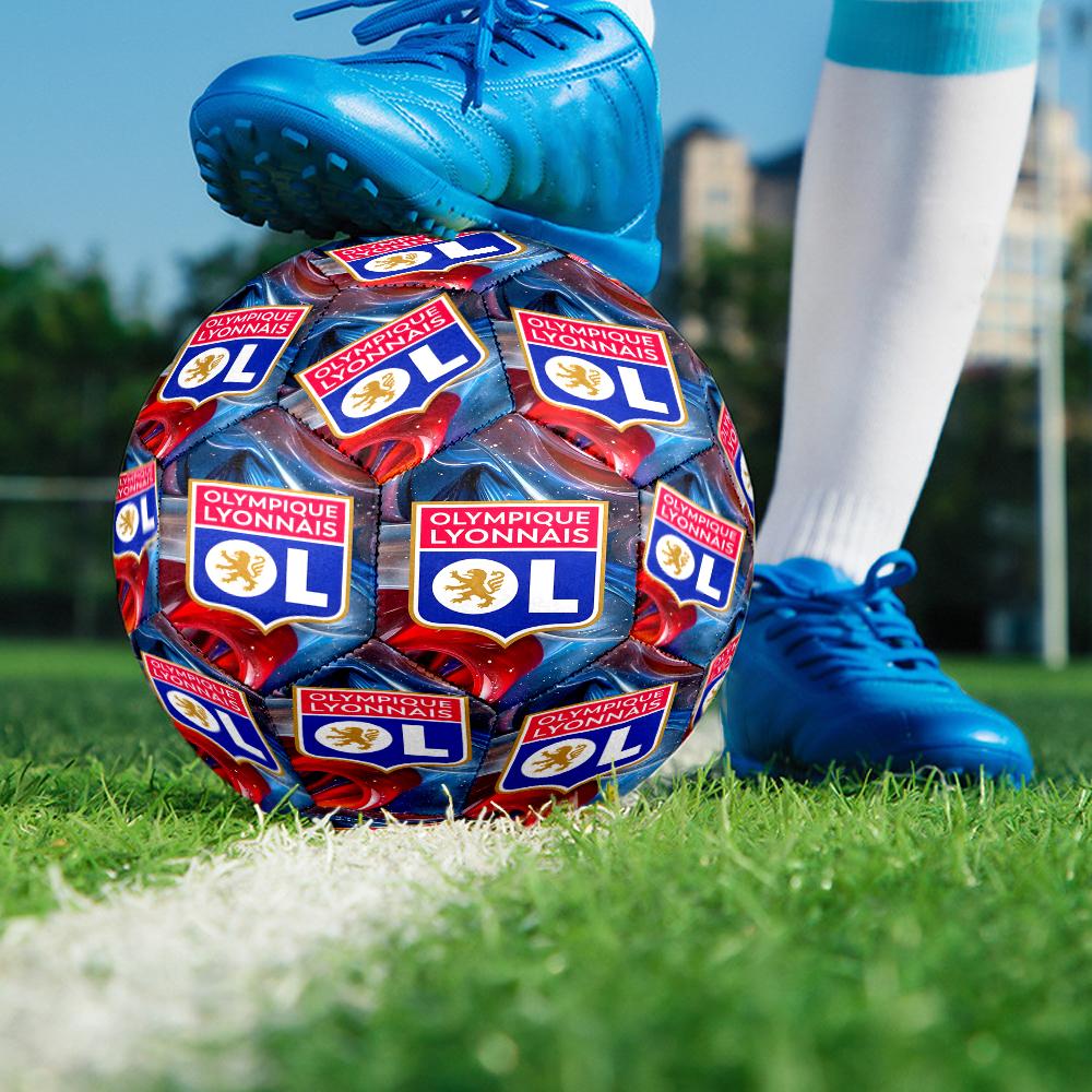 Olympique Football Crest Size 5 Soccer Balls, Anti-Slip, Protective Football, Outdoor Sport, a Unique Gift Suitable for Him/her, Birthdays