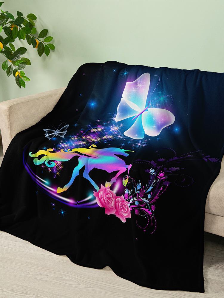 

Unicorn Series digitalprinted polyester Bedroom velvet flannel soft sofa cover blanket Fleece soft sofa cover blankets for beds 75x100cm