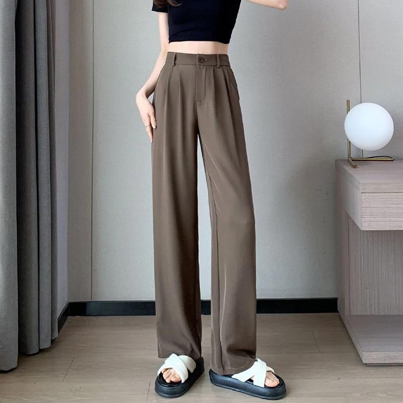 

Women Suit Pants Lady Classic Fashion Trousers Female Comfortable Straight Leg Pants Mom Korean Casual Baggy Long Slacks S кофейный
