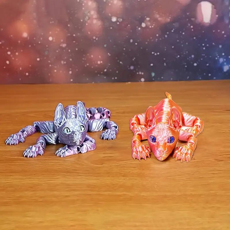Home 3D Printed Sphynx Halloween Cat Realistic Hairless Cat Figurine Articulated Christmas Funny for Lovers Home Decor Items