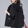 Giacca a Vento con Cappuccio Primavera Autunno Donna Coreana Casual Lunghezza Media Zip Cappotto Capo Esterno Casual Femminile Giacca Larga