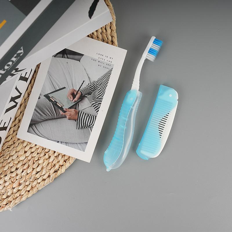 Foldable Travel Toothbrushes, Portable Disposable Soft Bristle Toothbrushes with Protective Covers for Travel and Camping
