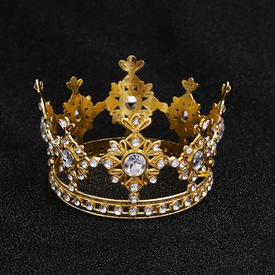 Round Metal Crown Small Diadem Children Circle Birthday Party Cake Baking Decoration Ornaments Tiaras Wedding Hair Jewelry Gift