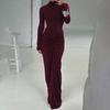 A New Autumn and Winter Fashion, Form-fitting Solid Color Pleated Sexy Hip-hugging Dress for Women