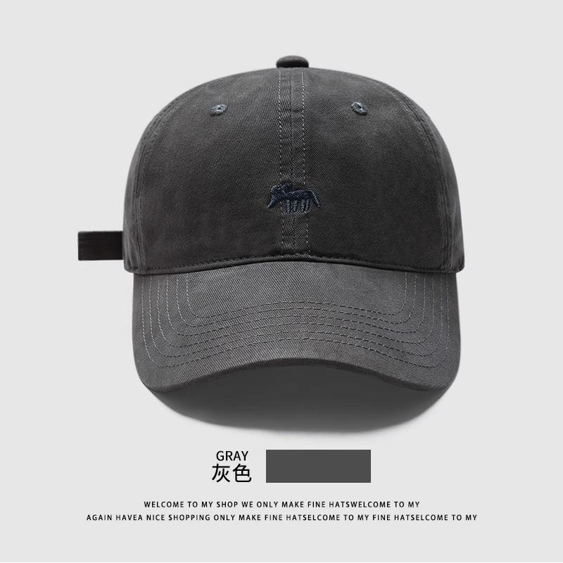 2025 New Embroidered Little Fox Baseball Cap Sports Men and Women Deepen Wide Brim Show Face Small Cap Shade Breathable