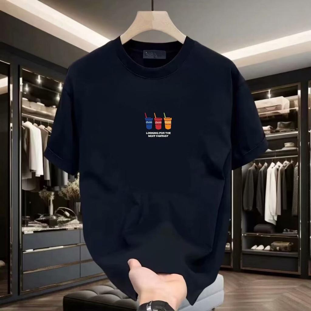 Men'S T-Shirt Trendy Brand Printed Top Light Luxury Fashion Casual Round Neck Short-Sleeved T-Shirt Ruffian Handsome T-Shirt