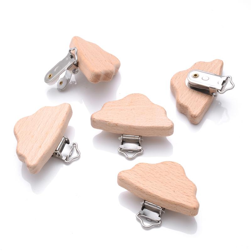 1Pcs Cute Animal Style Wood Natural Pacifier Chain Anti-Drop Beech Wood Dummy Clip DIY Essential Nipple Chain Accessories