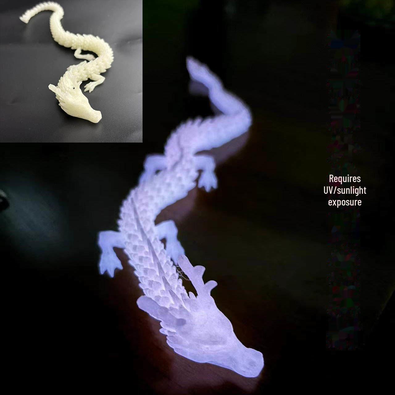 

3D-печатная подвижная игрушка-китайский дракон: Мультяшный орнамент для ландшафтного дизайна аквариума