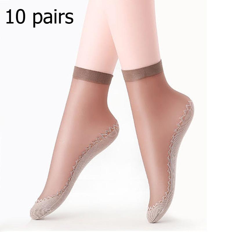 

10 пар ультратонких прозрачных носков для лета, хлопковые шелковые тонкие носки, женские кружевные сетчатые эластичные носки, носки до щиколотки с кристаллами в стиле пэчворк, женские короткие носки 10 Pairs миндальный