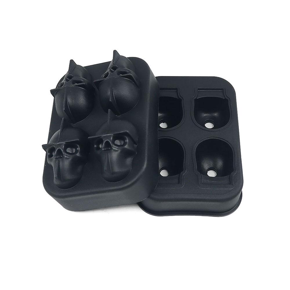 Silicone World DIY Skull Silicone Ice Molds 4 Hole Ice-making Box Ice Grid Mold Whiskey Cocktail Ice Cube Ice Hockey Bar Tools чёрный