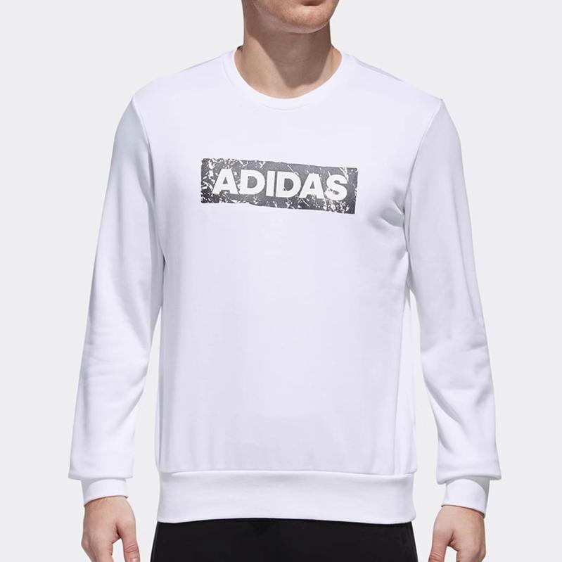 Adidas Warm Sports Comfortable Casual Crew Neck Long Sleeve Sweatshirt Men Sweatshirt White DW4606