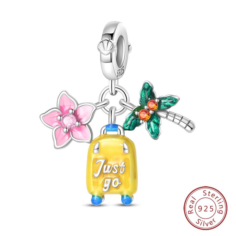 Fashion Copper Travel Aircraft Series Charms Beads Fit Qikaola Original Bracelets Diy Anniversary Jewelry For Women