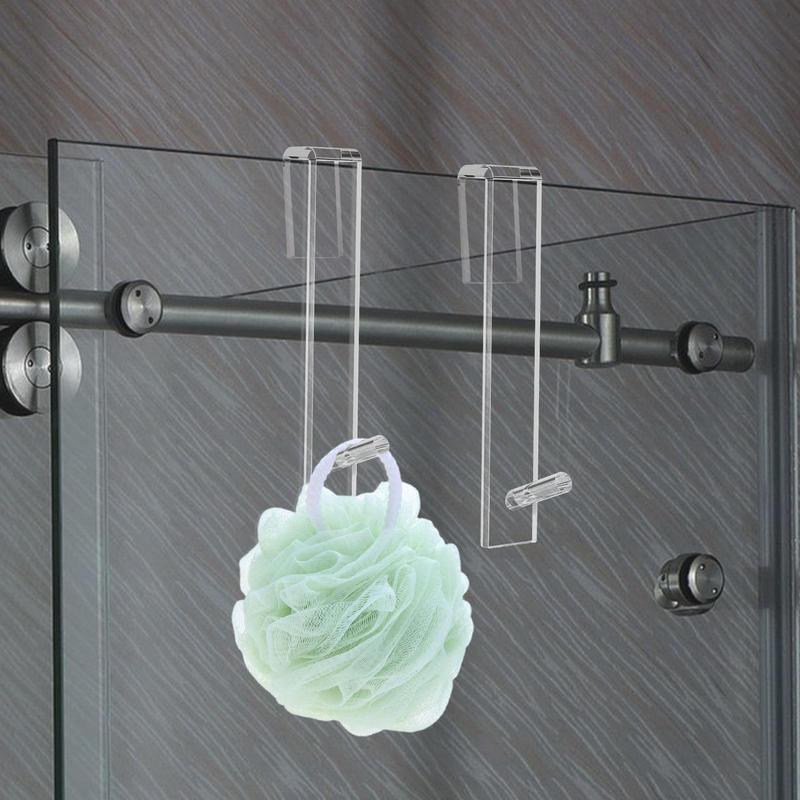 1 Pcs Acrylic Bathroom Hooks Home Transparent Strong Self-adhesive Door Wall Hook No Drilling Required Shower Accessories