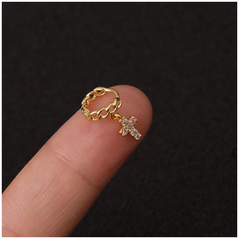 2020 Kuaishou Douyin Trendy Ear Cartilage Piercing Micro Inlaid Zirconia Earrings