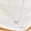 Trendy Fine Gold Color Bowknot Rhinestone Chain Pendant Necklace For Women Temperament Jewelry Shiny Crystal Wedding Gift