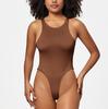 Tuta Body Monopezzo da Donna Europea e Americana Senza Maniche con Spacco Alto a Colore Unito
