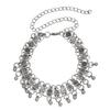 Vintage Silver Plated Bell Choker Necklace, Boho Floral Engraved Drop Choker for Women